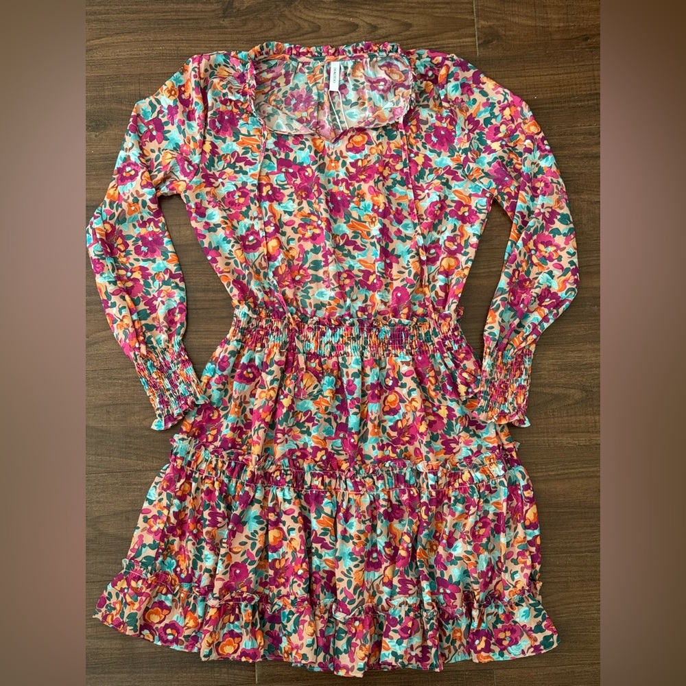 Short Floral Dress with Long Sleeves